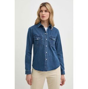 Džínová košile MAX&Co. dámská, tmavomodrá barva, regular, s klasickým límcem, 2418111034200