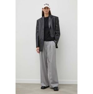 Kalhoty 2NDDAY 2ND Miles - Daily Sleek dámské, šedá barva, jednoduché, high waist, 2000160151