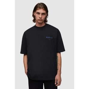 Bavlněné tričko AllSaints UNDERGROUND SS CREW černá barva, s potiskem