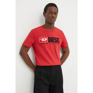Bavlněné tričko Diesel T-DIEGOR-DIV červená barva, s aplikací, A03766.0GRAI