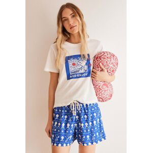 Bavlněné pyžamové tričko women'secret MIX AND MATCH SEASIDES bílá barva, bavlněná, 3277310