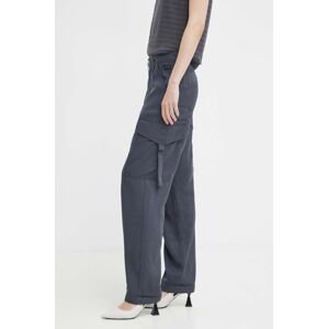 Kalhoty G-Star Raw dámské, šedá barva, kapsáče, high waist, D24598-D521