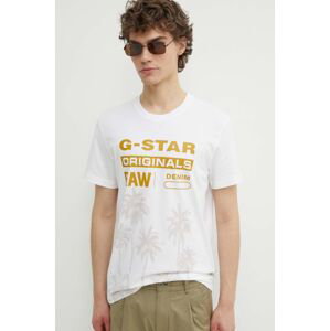 Bavlněné tričko G-Star Raw bílá barva, s potiskem, D24681-336