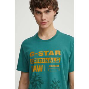 Bavlněné tričko G-Star Raw zelená barva, s potiskem, D24681-336