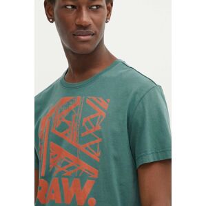 Bavlněné tričko G-Star Raw zelená barva, s potiskem, D24685-C506