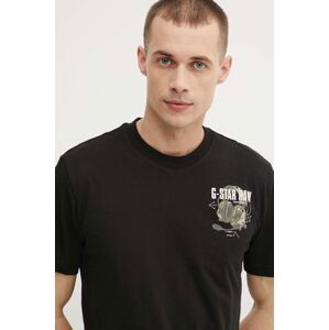Bavlněné tričko G-Star Raw černá barva, s potiskem, D24687-C372