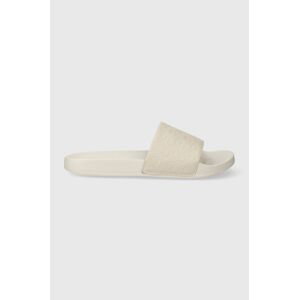 Pantofle Calvin Klein POOL SLIDE - MONO dámské, béžová barva, HW0HW01624