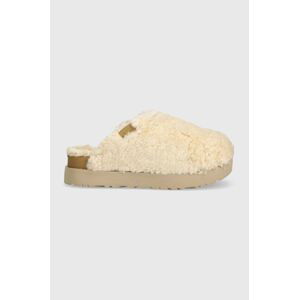 Vlněné pantofle UGG Fuzz Sugar Slide béžová barva, 1135132