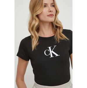 Bavlněné tričko Calvin Klein Jeans černá barva, J20J222343