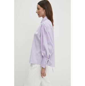 Bavlněná košile Answear Lab fialová barva, relaxed, s klasickým límcem