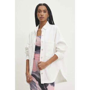 Džínová bunda Answear Lab dámská, bílá barva, přechodná, oversize