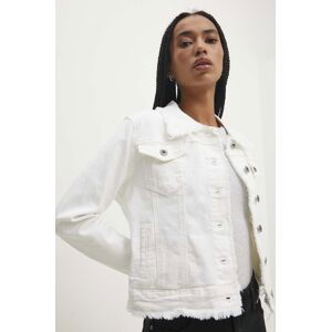 Džínová bunda Answear Lab dámská, bílá barva, přechodná