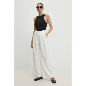Kalhoty Answear Lab dámské, bílá barva, široké, high waist