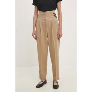 Kalhoty Answear Lab dámské, béžová barva, střih chinos, high waist