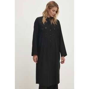 Bavlněné šaty Answear Lab černá barva, midi, oversize