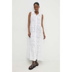 Bavlněné šaty Answear Lab bílá barva, midi, oversize