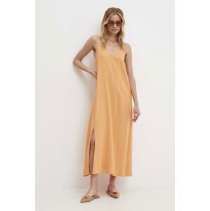 Lněné šaty Answear Lab oranžová barva, maxi