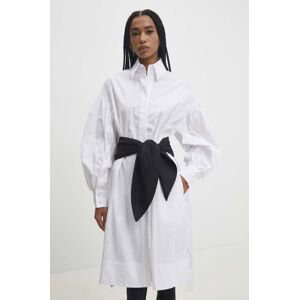 Bavlněné šaty Answear Lab bílá barva, midi, oversize