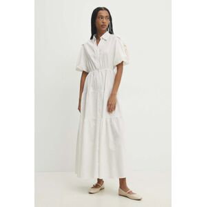 Bavlněné šaty Answear Lab bílá barva, maxi