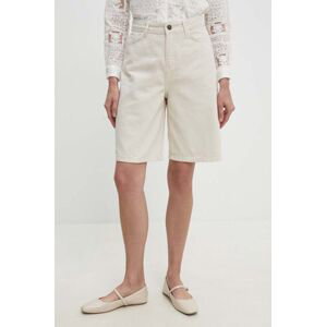 Džínové šortky Answear Lab dámské, béžová barva, hladké, high waist