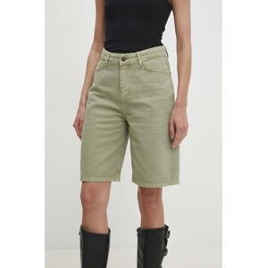 Džínové šortky Answear Lab dámské, zelená barva, hladké, high waist