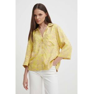 Košile Mos Mosh dámská, žlutá barva, regular, s klasickým límcem