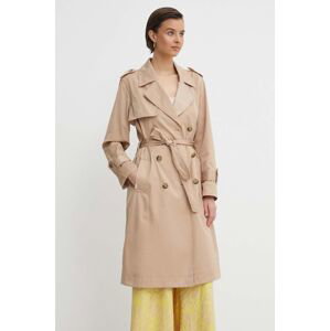 Trench kabát Mos Mosh dámský, béžová barva, přechodný, dvouřadový