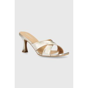 Kožené pantofle Wojas dámské, zlatá barva, na podpatku, 7410158
