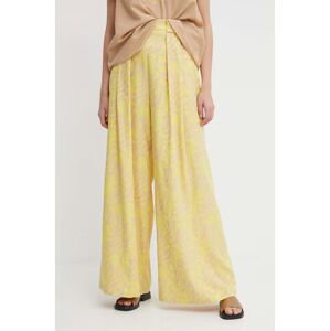 Kalhoty Mos Mosh dámské, žlutá barva, široké, high waist
