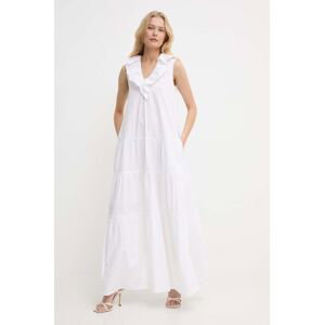 Bavlněné šaty Silvian Heach bílá barva, maxi