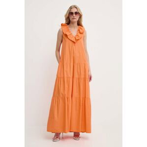Bavlněné šaty Silvian Heach oranžová barva, maxi