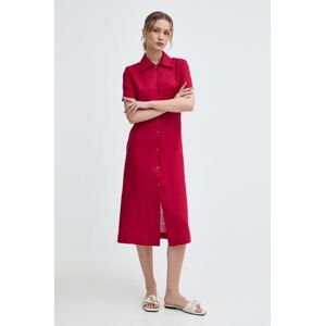 Lněné šaty Liviana Conti růžová barva, mini, L4SL25