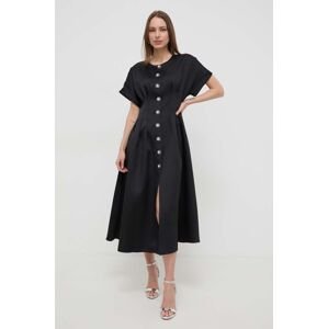 Šaty Nissa černá barva, midi, RS14861