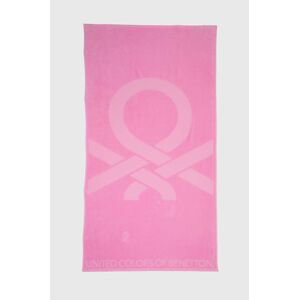 Bavlněný ručník United Colors of Benetton růžová barva
