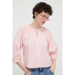 Bavlněná košile Desigual GISELLE růžová barva, regular, 24SWBW12