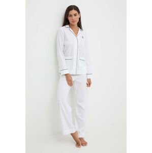 Lněné pyžamo Lauren Ralph Lauren bílá barva, ILN92335