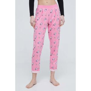 Pyžamové kalhoty United Colors of Benetton x Peanuts dámské, růžová barva