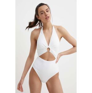 Jednodílné plavky MICHAEL Michael Kors HALTER ONE PIECE bílá barva, mírně vyztužený košík, MM2R243