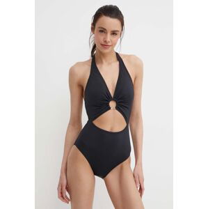 Jednodílné plavky MICHAEL Michael Kors HALTER ONE PIECE černá barva, mírně vyztužený košík, MM2R243