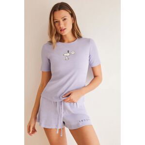 Bavlněné pyžamo women'secret Snoopy fialová barva, bavlněná