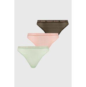 Tanga Tommy Jeans 3-pack zelená barva, UW0UW05010