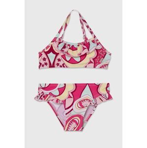 Dvoudílné dětské plavky Guess růžová barva