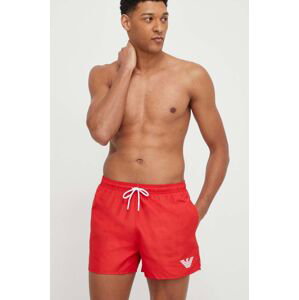 Plavkové šortky Emporio Armani Underwear červená barva