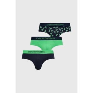 Bavlněné slipy Emporio Armani Underwear 3-pack zelená barva