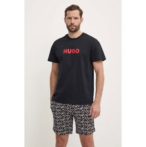 Bavlněné pyžamo HUGO černá barva, 50514972