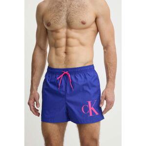 Plavkové šortky Calvin Klein tmavomodrá barva, KM0KM00967