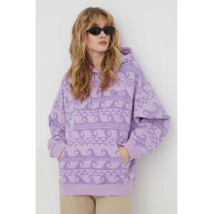 Mikina Roxy That Girl Beautiful dámská, fialová barva, s kapucí, vzorovaná, ERJFT04801
