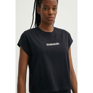 Bavlněné tričko Napapijri S-Tahi černá barva, NP0A4HOJ0411