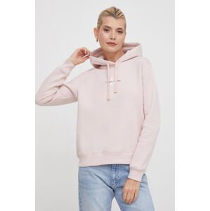 Mikina Calvin Klein Jeans dámská, růžová barva, s kapucí, hladká, J20J223275