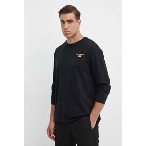 Bavlněné tričko s dlouhým rukávem Polo Ralph Lauren černá barva, s aplikací, 710814128